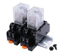 mxuteuk 2 pezzi bobina 8 pin 10A DPDT indicatore LED relè di potenza elettromagnetico, base di alta qualità, alluminio scanalato con guida DIN JQX-13FL AC220V