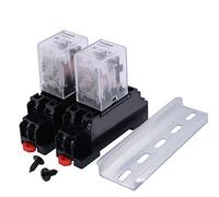 mxuteuk 2 pezzi HH52P AC 24V Bobina 8 pin 5A DPDT Indicatore LED Relè di potenza elettromagnetico, con base di alta qualità, con alluminio scanalato su guida DIN ,