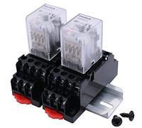 mxuteuk 2 pezzi HH54P AC 12V bobina 14 pin 3A 4PDT relè di potenza elettromagnetico indicatore LED, base di alta qualità, alluminio scanalato con guida