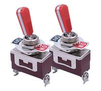 mxuteuk 2 pezzi interruttori a levetta per impieghi gravosi 16A 250V 20A 125V SPST interruttore ON/OFF, con 2 maniglie antiusura in PC rosso, 2 terminali, 2 posizioni Ten(c) -1021-RR-C101