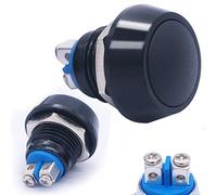 mxuteuk 2 PZ Interruttore a pulsante momentaneo da 12 mm Impermeabile 1NO SPST DC/AC 36V 2A ON/OFF Guscio in metallo nero Adatto per foro di montaggio da 1/2"DU-12AB-10BK