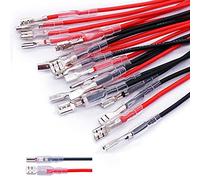 mxuteuk 20 pezzi 2.8mm e 4.8mm Terminale a crimpare a forcella femmina con guaina isolante e filo Kit assortimento di giunzione rapida a forcella femmina rossa + nera