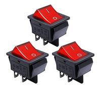 mxuteuk 3 pezzi interruttore a bilanciere marino incorporato con luce rossa interruttore a levetta alimentatore interruttore DPST a 4 pin AC 250V 6A 125V 10A, MXU2-201NR