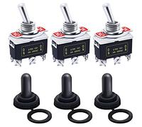 mxuteuk 3 pezzi Interruttore a levetta a bilanciere per impieghi gravosi 20A 125V DPDT Interruttore ON/ON a 2 posizioni a 6 pin con cappuccio impermeabile in metallo,Ten-1321-B202-3MZ