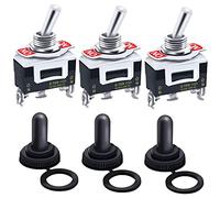 mxuteuk 3 pezzi Interruttore a levetta a bilanciere per impieghi gravosi 20A 125V SPDT Interruttore ON/ON a 2 posizioni a 3 pin con cappuccio impermeabile in metallo,Ten-1121-B102-3MZ