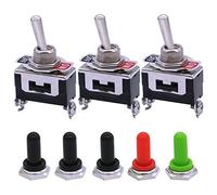 mxuteuk 3 pezzi Interruttore a levetta per impieghi gravosi 16A 250V 20A 125V SPST ON/OFF 2 Terminale 2 posizioni + 5 pezzi Tappo di copertura manopola in metallo impermeabile Ten-1021-B101-5MZ