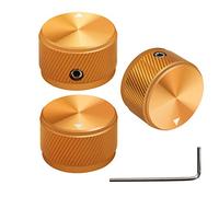 mxuteuk 3 pezzi oro lega di alluminio potenziometro manopola di controllo volume audio chitarra elettrica basso tipo a vite 25x15,5mm (diametro * altezza) KNOB-06-25GLD