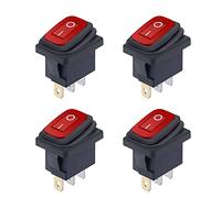 mxuteuk 4Pcs 12V Impermeabile Interruttore A Bilanciere Barca LED Rosso Mini ON/OFF 4 Pin 2Posizione SPST Interruttore Auto Barca Auto UK-KCD1-4-201NW-R