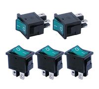 mxuteuk 5 pezzi alimentatori switching con interruttore a bilanciere incorporato con illuminazione verde Interruttore DPST a 4 pin AC 250V 6A 125V 10A, MXU1-4-201NG