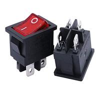 mxuteuk 5 pezzi interruttore a bilanciere marino incorporato con luce rossa interruttore a levetta alimentatore interruttore DPST a 4 pin AC 250V 6A 125V 10A, MXU1-4-201NR