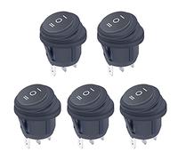 mxuteuk 5Pcs Interruttore a bilanciere rotondo impermeabile Snap-in AC 250V 6A 125V 10A ON/OFF/ON Interruttore a levetta SPDT a 3 pin per elettrodomestici per auto e barche IT-KCD1-5-103-W