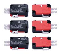 mxuteuk 6 pezzi 125V/250V 16A SPDT interruttore di finecorsa miniaturizzato con pulsante a scatto, utilizzato per la macchina con porta a microonde V-15-1C25