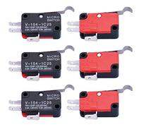 mxuteuk 6 pezzi micro-motion finecorsa cerniera lunga flessione braccio di leva SPDT interruttore a scatto rapido V-154-1C25
