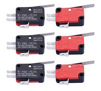 mxuteuk 6 pezzi micro-motion finecorsa corto diritto cerniera braccio di leva SPDT interruttore a scatto rapido V-152-1C25