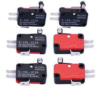 mxuteuk 6 pezzi Mini interruttore di finecorsa Interruttore a leva con rullo a cerniera corta V-155-1C25