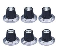 mxuteuk 6 pezzi nero con potenziometro argento manopola di controllo volume audio chitarra elettrica basso tipo di vite 29x18mm (diametro * altezza) KNOB-C-2