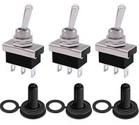 mxuteuk Interruttore a levetta 3 pezzi 12V 25A SPDT ON/OFF/ON Interruttore a 3 pin 3 posizioni con copertura impermeabile per auto auto IT-KN3D-103