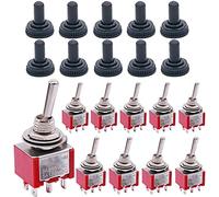 mxuteuk Mini interruttore a levetta da 10 pezzi DPDT 2 posizioni 6 pin ON-ON AC 125V 5A con cappuccio impermeabile MTS-202-MZ