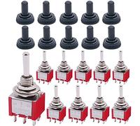 mxuteuk Mini interruttore a levetta da 10 pezzi DPDT 3 posizioni 6 pin ON/OFF/ON AC 125V 5 A con cappuccio impermeabile MTS-203-MZ