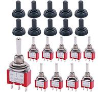 mxuteuk Mini interruttore a levetta da 10 pezzi SPDT 3 posizioni 3 pin ON/OFF/ON AC 125V 5 A con cappuccio impermeabile MTS-103-MZ