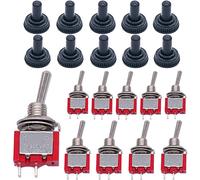 mxuteuk Mini interruttore a levetta da 10 pezzi SPST 2 posizioni 2 pin ON/OFF AC 125V 5A con cappuccio impermeabile MTS-101-MZ
