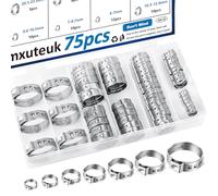 mxuteuk Set di 75 fascette stringitubo in acciaio inox 304, 6 - 23,5 mm, set di fascette stringitubo perfetto per automotive/Home Appliance/Water Pipe and Fuel Line