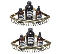 MXXDMOPD Mensola for Doccia Porta Shampoo Angolare for Doccia Montaggio a Parete Box Doccia Senza Adesivo for Foratura Tutto in Rame for WC WC,Oro,1 Storia(Gold,2 Layer)