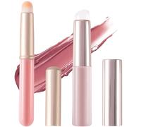 Mxxipp 2 applicatori per labbra in silicone con copertura, testa rotonda in silicone, applicatore portatile per trucco per balsamo per labbra, lucidalabbra, rossetto, ombretto, manicure, rosa