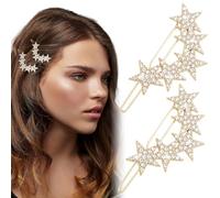 Mxxipp 2 forcine per capelli a forma di stella, da donna, con strass scintillanti, antiscivolo, lucide, a forma di stella, accessori per capelli lunghi, corti, lisci e ricci, colore oro