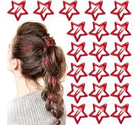 Mxxipp 20 fermagli per capelli a forma di stella, da donna, antiscivolo, in metallo, Y2K, accessori per acconciature da donna, spessi, sottili, lisci, ricci, lunghi e corti, colore rosso