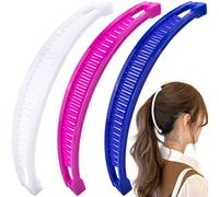 Mxxipp 3 fermagli per capelli a banana da donna, antiscivolo, grandi, classici, doppi pettini, accessori per capelli spessi, sottili, lisci, ricci, lunghi, corti, bianchi, blu e rosa scuro
