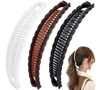 Mxxipp 3 fermagli per capelli a banana da donna, antiscivolo, grandi, classici, doppi pettini, accessori per capelli spessi, sottili, lisci, ricci, lunghi, corti, marroni, neri e bianchi