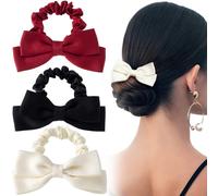 Mxxipp 3 pezzi scrunchie per capelli con fiocco per donne elastici per capelli con fiocco in nastro, fermagli per coda di cavallo, accessori per