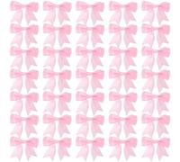 Mxxipp 35 mini fiocchi in nastro di raso rosa a doppio strato, graziosi e morbidi, accessori da cucito per fiori, panetteria, Natale, matrimoni, feste di compleanno, decorazioni, 7 x 6 cm