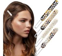 Mxxipp 4 fermagli francesi da donna, 5,6 cm, guscio di tartaruga con strass, chiusura antiscivolo, in acrilico lucido, per coda di cavallo, per ragazze, capelli spessi, accessori eleganti