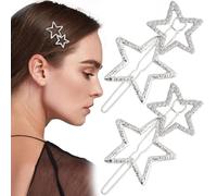Mxxipp 4 forcine per capelli a forma di stella, da donna, con strass scintillanti, antiscivolo, per capelli lunghi, corti, lisci e ricci, colore argento