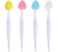 Mxxipp 4 pennelli esfolianti per labbra, in silicone, a forma di cuore, strumento esfoliante per labbra a doppio lato, per la pulizia delle labbra, per uomini e donne, labbra scure, rosa, bianco, blu