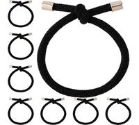 Mxxipp 8 elastici per capelli annodati neri, da donna, antiscivolo, elastici per coda di cavallo, elastici regolabili, accessori per capelli spessi e sottili