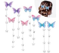 Mxxipp 8 fermagli per capelli da donna, con nappa, antiscivolo, 3D, a forma di farfalla, graziosi accessori decorativi per capelli per San Valentino, matrimonio, ballo di fine anno, regalo di