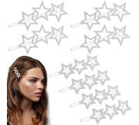 Mxxipp 8 forcine per capelli a forma di stella, da donna, con strass scintillanti, antiscivolo, a forma di stella, accessori per capelli lunghi, corti, lisci e ricci, colore argento