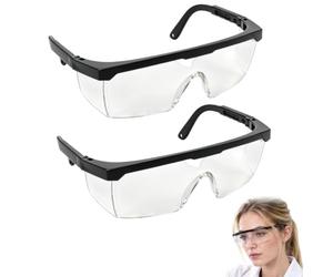 MxyVrix Set di 2 occhiali di protezione trasparenti anti-appannamento, schermo per cantiere, laboratorio, ciclismo, cunei inclusi per indossare sopra occhiali da vista