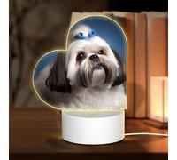 MXZERFKGLA 3D Night LED Light Lamp Bases Acrilico Love Lampade Shih Tzu Dog Night Light LED Lampada da comodino Lampada da tavolo Acrilico Lampade da tavolo Ringraziamento Compleanno Regali