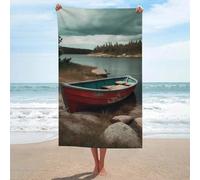 MXZERFKGLA Asciugamano da spiaggia oversize 130 x 80 cm senza sabbia ad asciugatura rapida asciugamani da bagno assorbenti in microfibra sottile leggero teli da piscina Una nave ormeggiata telo da