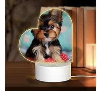 MXZERFKGLA Base per lampada a LED notturna 3D in acrilico, lampade da notte per cuccioli di Yorkie, lampada da comodino a LED, lampade da tavolo in acrilico, regalo di compleanno personalizzato per