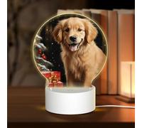 MXZERFKGLA Base per lampada a LED notturna 3D in acrilico, lampade d'amore natalizie Golden Retriever Luce notturna a LED Lampada da comodino in acrilico Lampade da tavolo per il Ringraziamento