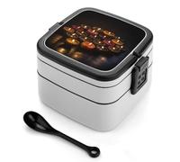 MXZERFKGLA Bento Box, contenitore per il pranzo per adulti, con utensile, candela al buio, contenitore per il pranzo a prova di perdite, contenitore per il pranzo a doppio strato, per mangiare fuori