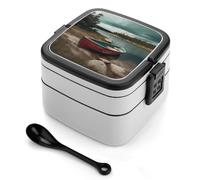 MXZERFKGLA Bento Box Contenitore per il pranzo per adulti con utensile, contenitore per il pranzo ormeggiato a nave Contenitore per il pranzo a prova di perdite, contenitore per il pranzo a doppio