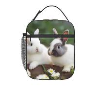 MXZERFKGLA Borsa per il pranzo per uomini e donne, riutilizzabile, isolata, due piccoli coniglietti carini, borsa tote per il pranzo per il lavoro e picnic