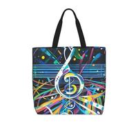 MXZERFKGLA Borsa tote da donna riutilizzabile borsa della spesa Daisy Tote Bag Shopping Bag con tasca interna, Musica astratta a tema, Taglia unica