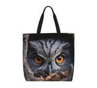 MXZERFKGLA Borsa tote da donna riutilizzabile borsa della spesa Duck by the lake Tote Bag con tasca interna, Un gufo grigio colpisce la testa fuori da un buco dell'albero, Taglia unica